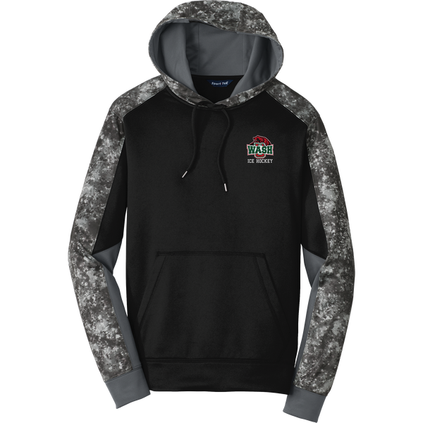 Wash U Sport-Wick Mineral Freeze Fleece Colorblock Hooded Pullover